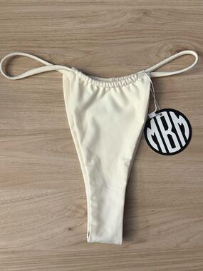 MBM Tease Bikini Bottom Size Medium Cream High-Leg Thong Clean Girl Bride Bach